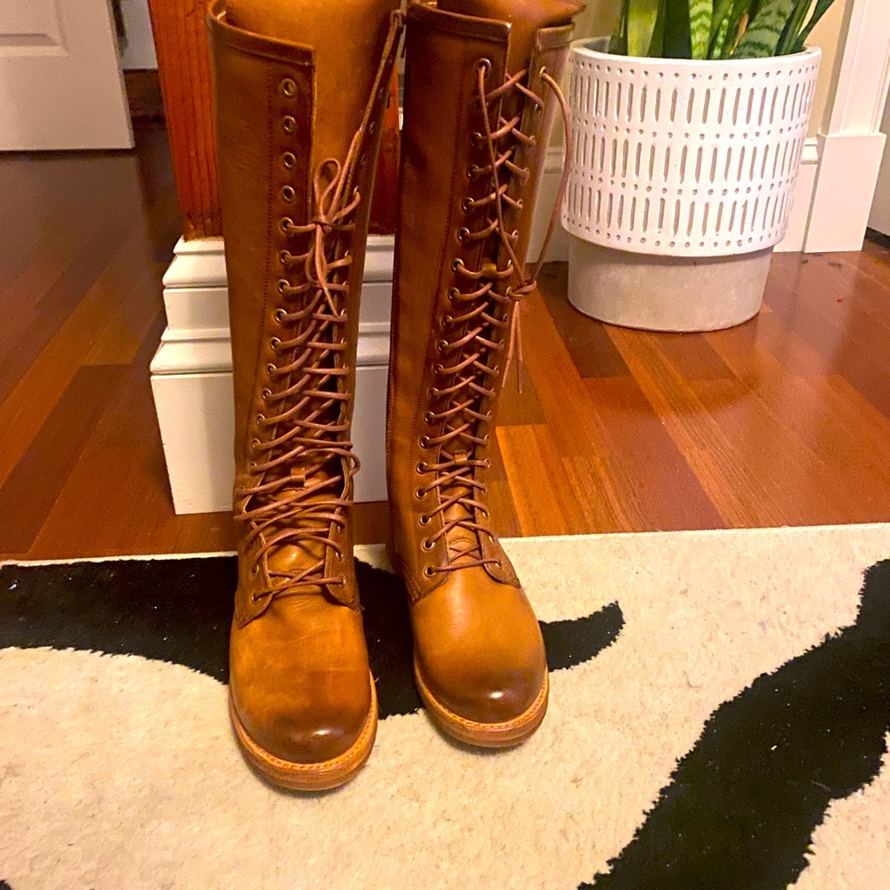 FRYE Veronica Leather Tall Combat Boots